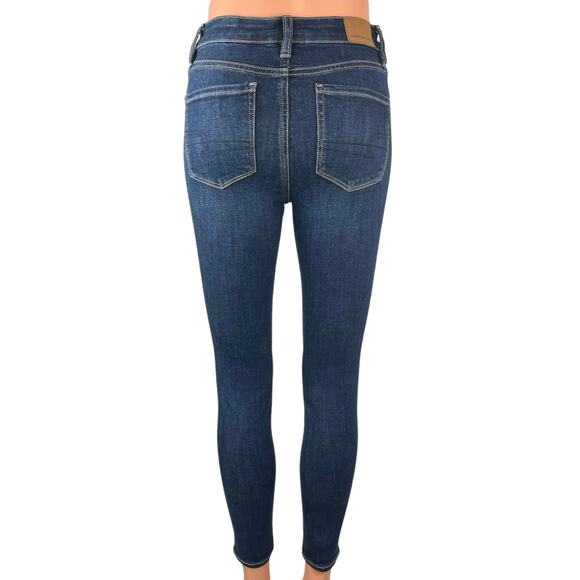 American Eagle Women's Blue Medium Wash Mid Rise Stretch Skinny Denim Jeans Sz 0 - Picture 3 of 5